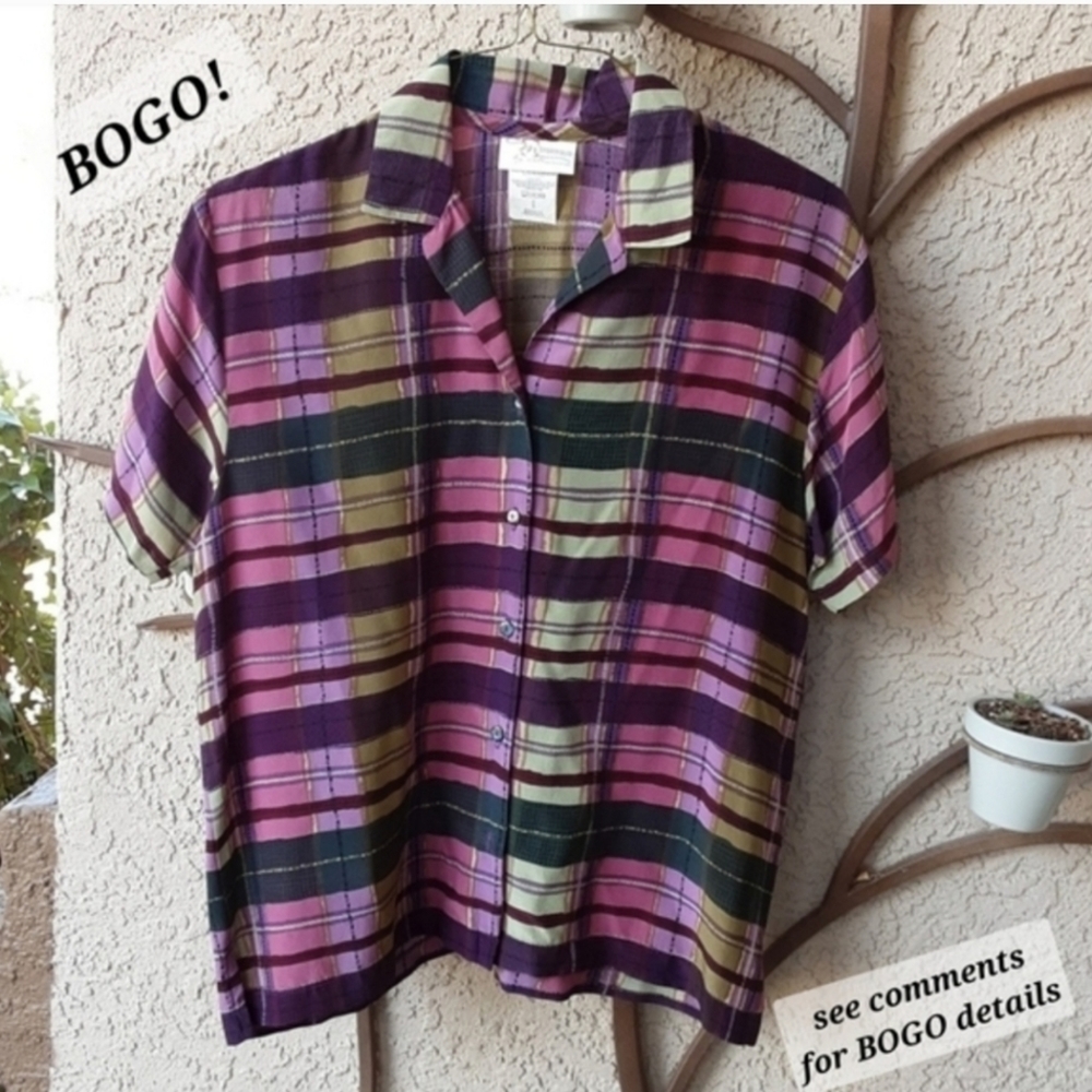 Plaid‎ Silk Sportfolio by Marcia top